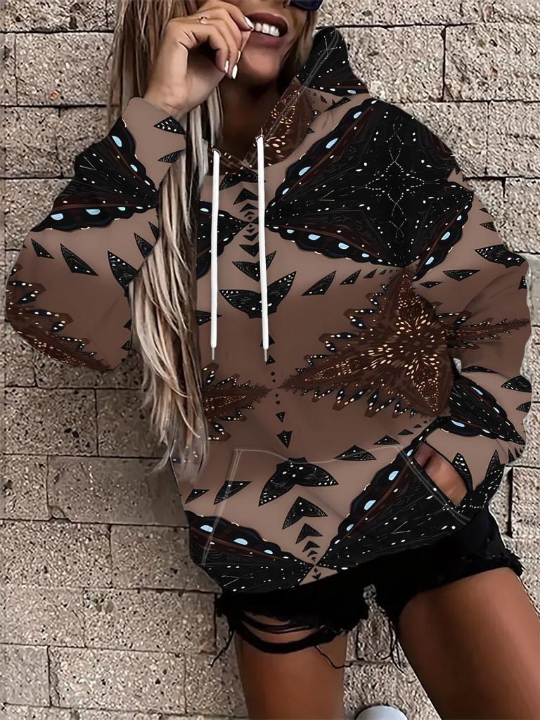 Fashionable women's loose casual street style hooded sweatshirt, loose casual, fashionable top