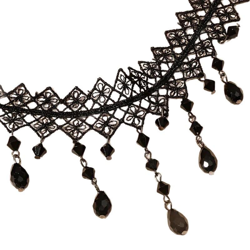 Charmante Gothic Schwarze Spitzen-Choker-Halskette für Damen
