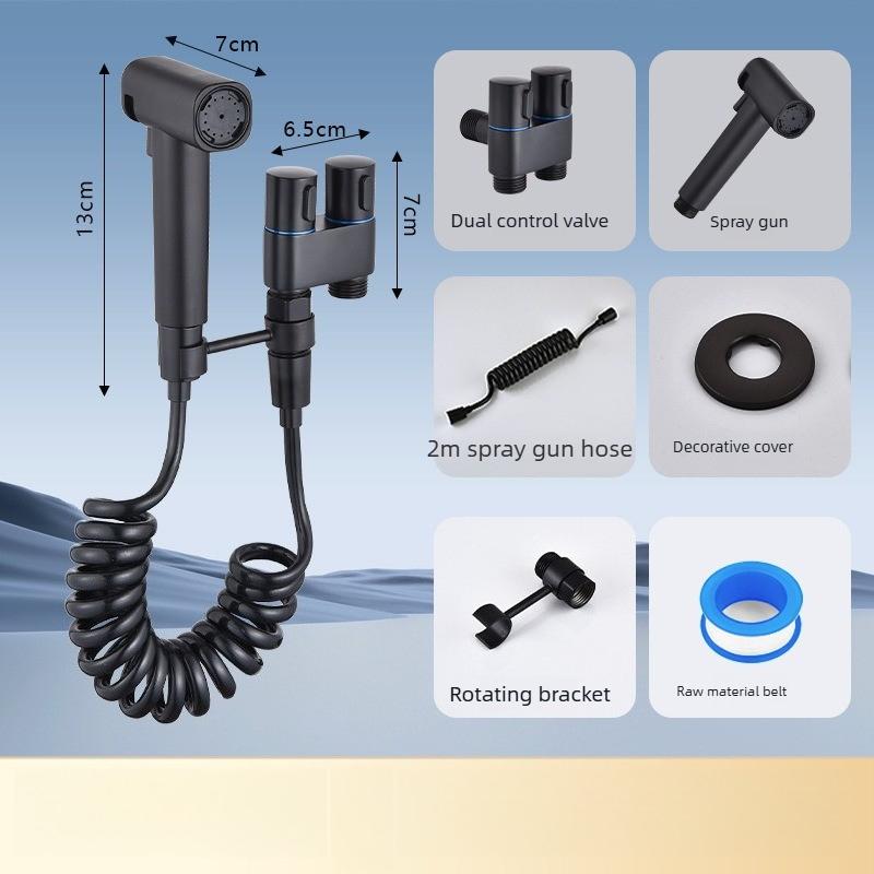 

1pcs Home Toilet Companion Stainless Steel Urinal Flush Valve Handheld Cleaning Spray Gun Bathroom Toilet Washing Water Gun чёрный