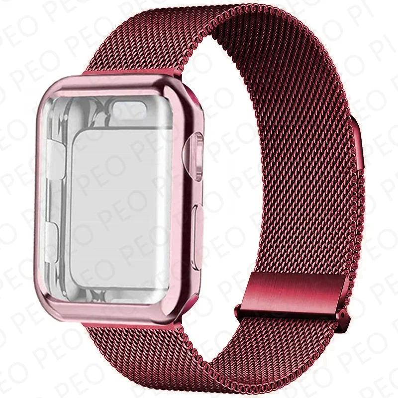 Case+Milanese Loop For Apple Watch Band 44mm 38mm-42mm-40mm Metal Magnetic bands iwatch Series 9 8 7 6 5 4 3 SE 45mm 41mm Strap
