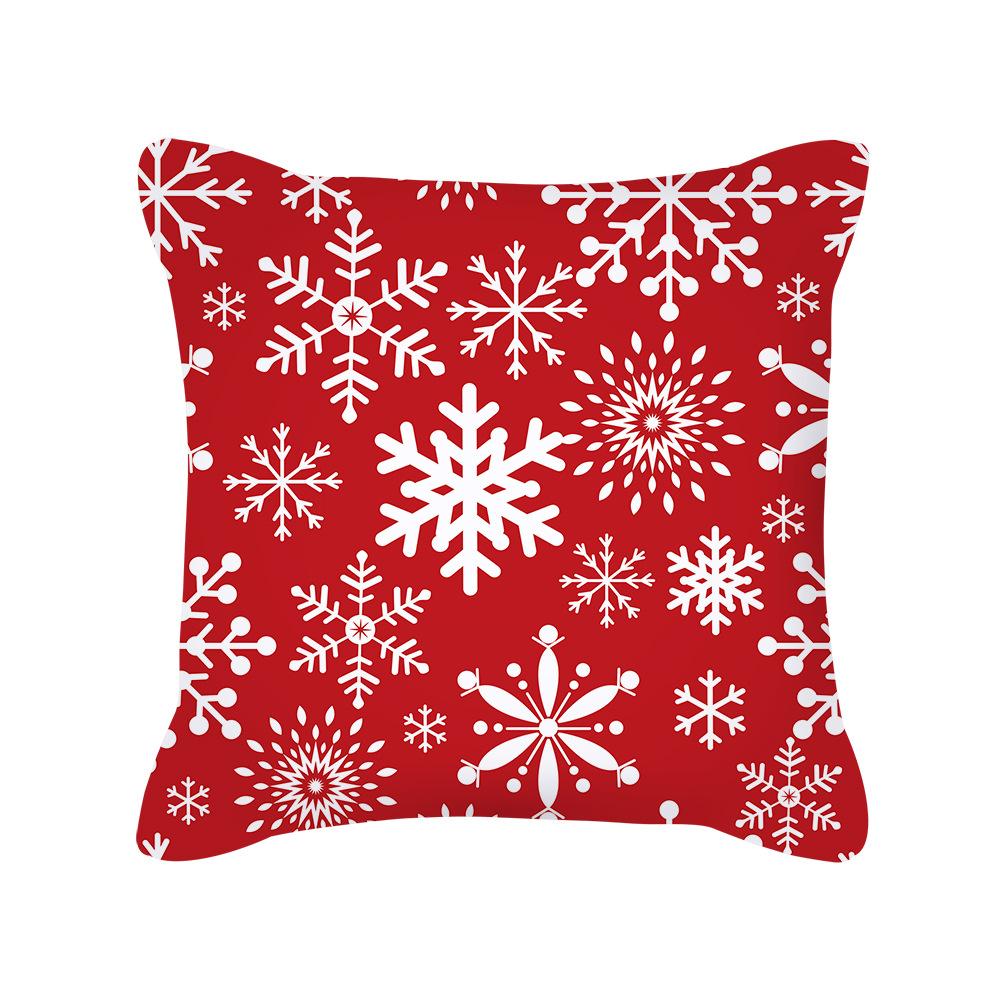 Red Christmas Elk Snowflake Letter Peach Velvet Pillow Cover Cushion New Home Furnishing