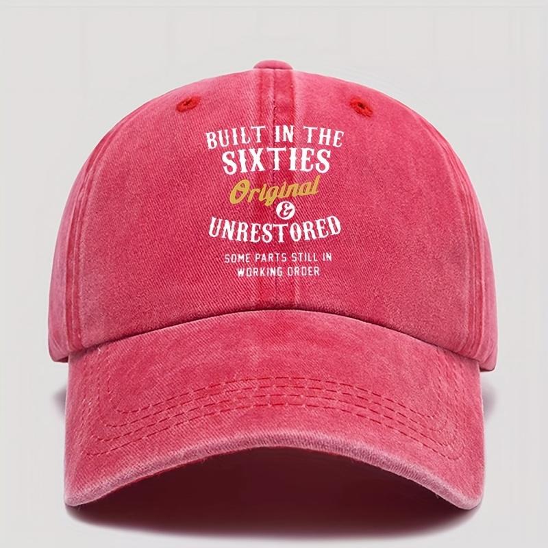 

1pc Retro Washed Printed Baseball Cap Forwomen,60Th Anniversary Gift,summer Outdoor Leisure Walking Sun Hat for Party,daily Wear Adjustable красный