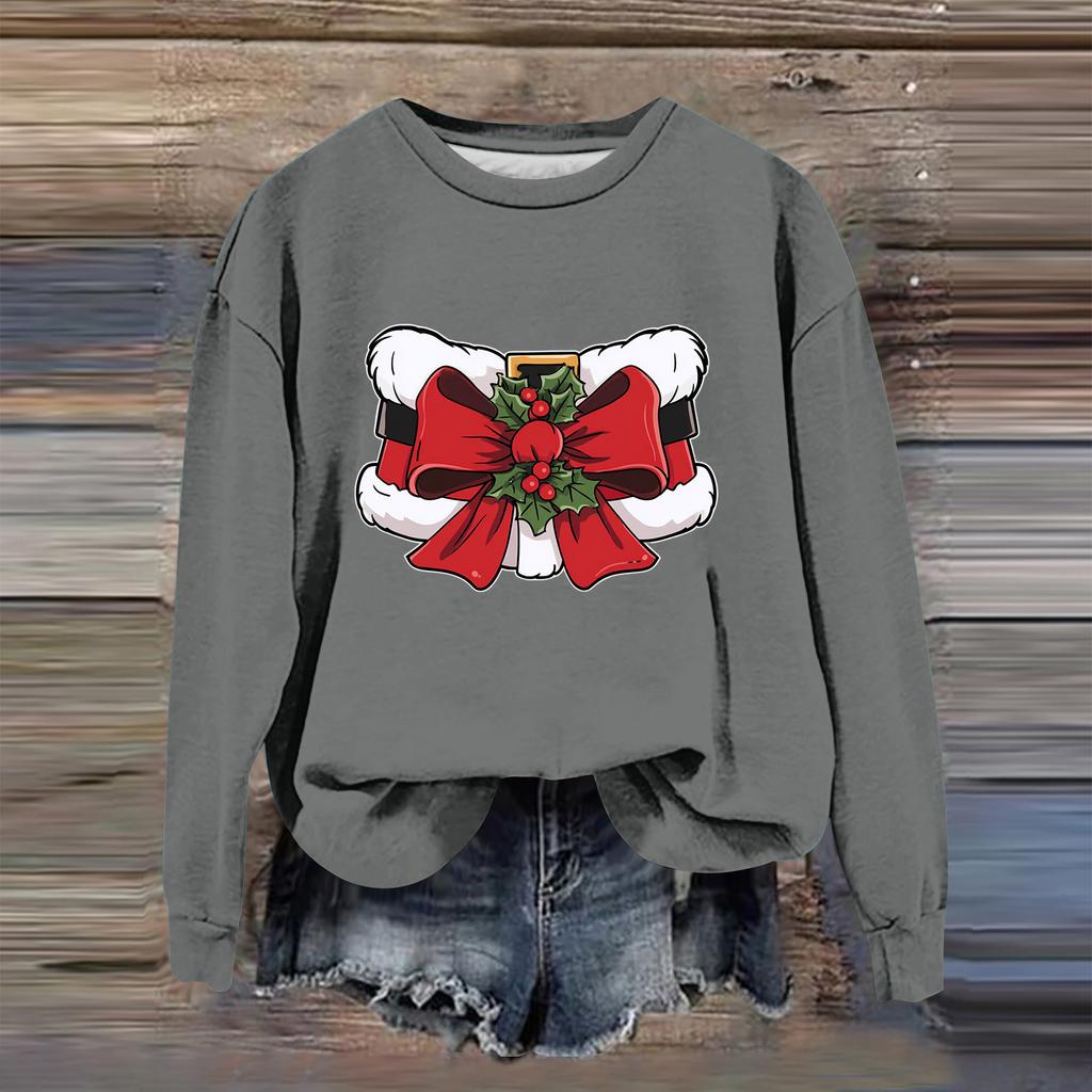 Women's Fashion Casual Long Sleeve Loose Christmas Printed Sweatshirt