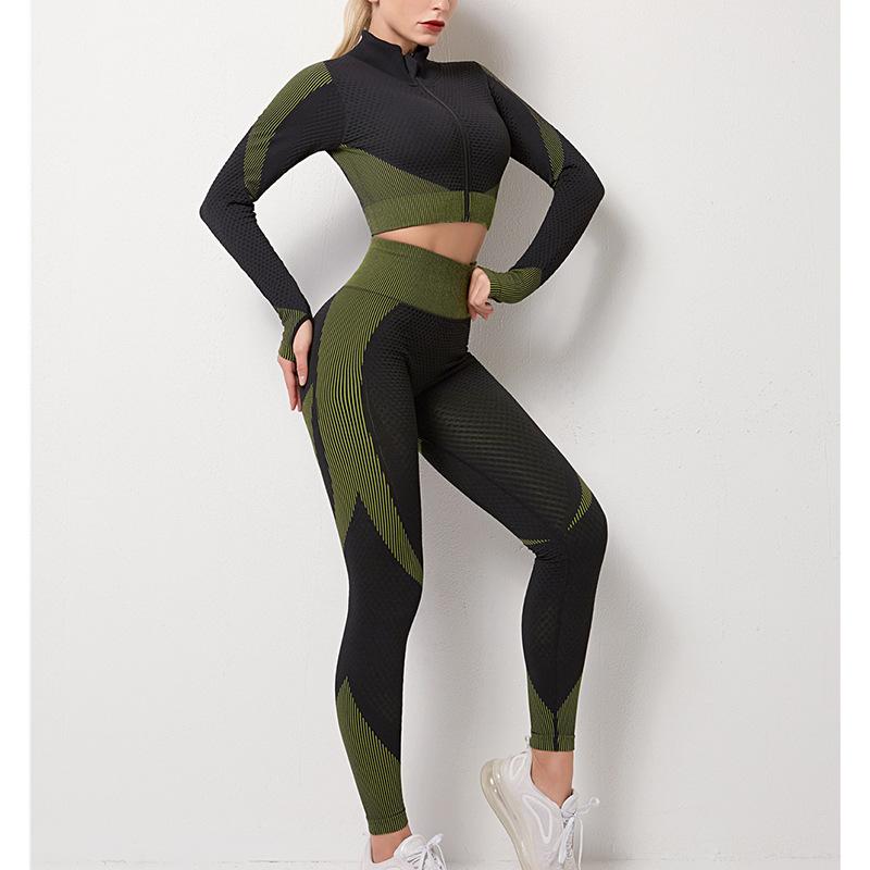 JYL Seamless Yoga Set Hip Lifting Three Piece Fitness Outfit
