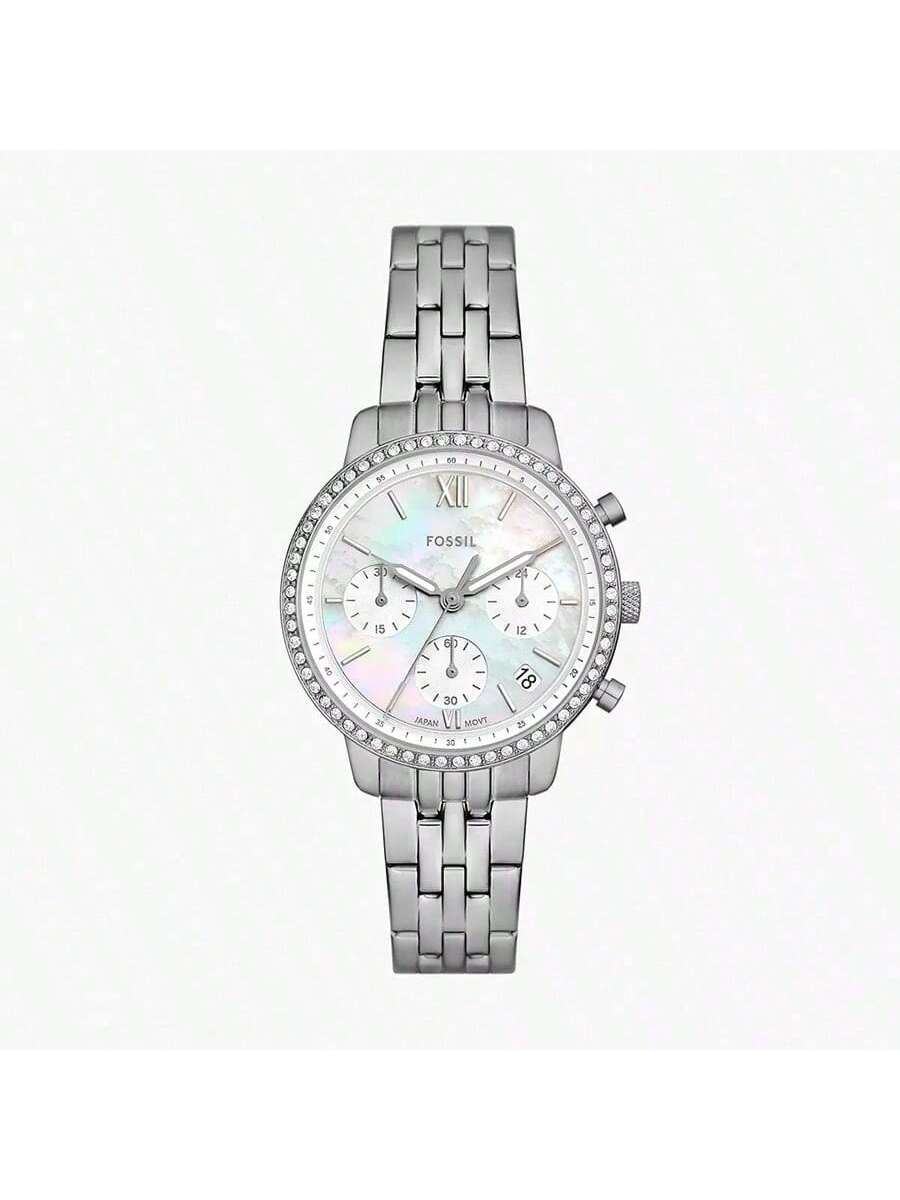 

**Мужские часы FOSSIL серии Neutra с тройным циферблатом и хронографом**, с корпусом из нержавеющей стали и функцией даты, ES5357 серебряный