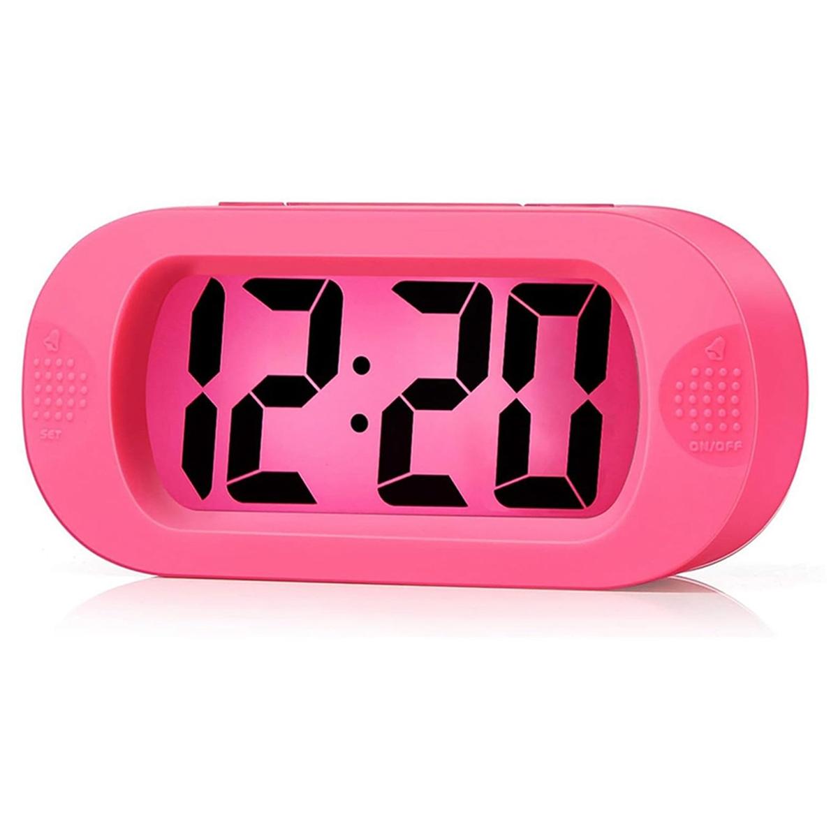 Sleek Travel Friendly Digital Alarm Clock With Easy To Read Large Numbers & Night Light Option розовый