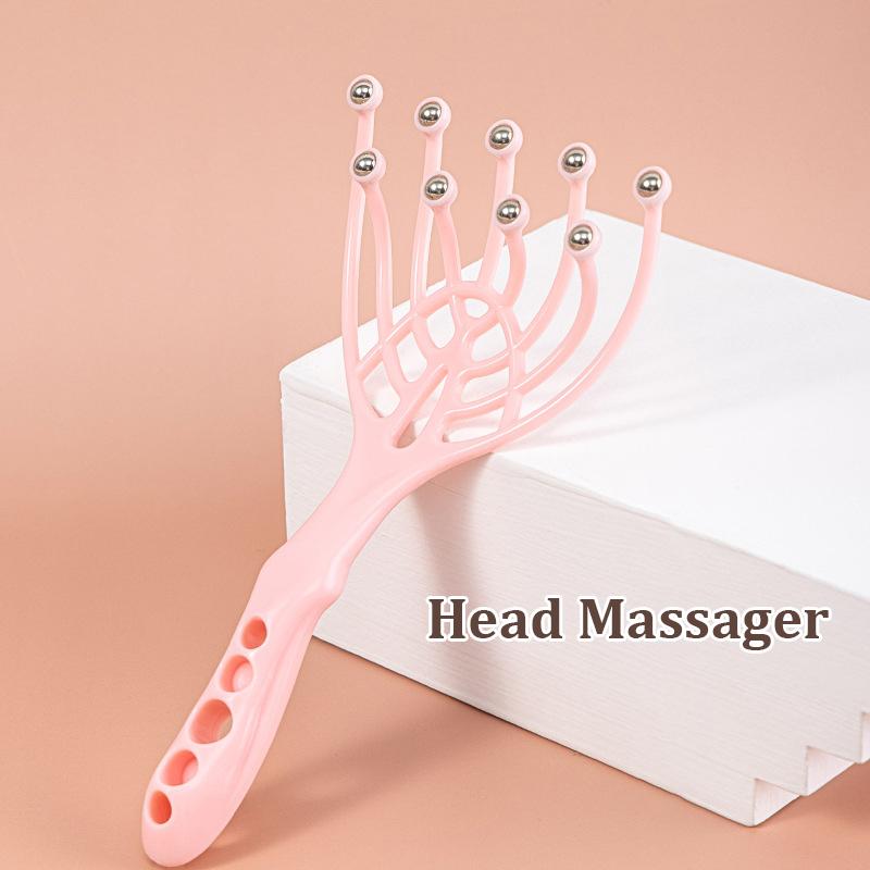 9 Claws Head Massger Streamlined Ball Body Relaxation Scalp Massage Roller For Hair Growth Hand Held Hair Stress Relief Aid
