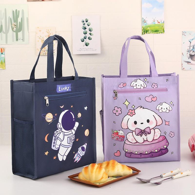 Large Insulated Lunch Bag Kids Waterproof School Meal Carrier Reusable Bento Tote Boys Girls Cartoon Style