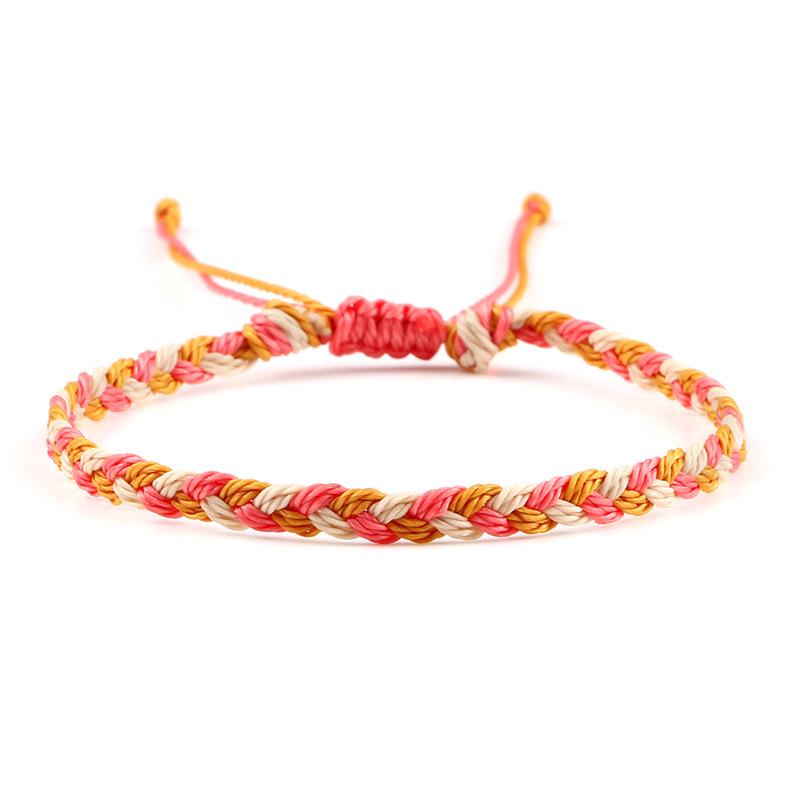 Adjustable Colorful Three-Strand Braided Waxed Thread Bracelet Set for Couples and Handmade Jewelry