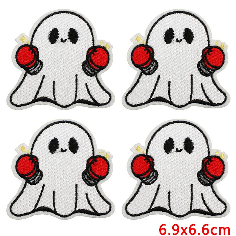 10pcs /Lots Cartoon /Halloween Series Horrible Pumpkin Head Iron On Embroidered Patches Diy Ghost Basketball Iron On Patches 