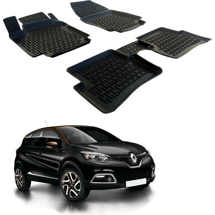 Tapis de sol 3D - SCOUTT - Renault Captur 2014-2019 - Caoutchouc Premium - Résistant à l'eau - Sur mesure