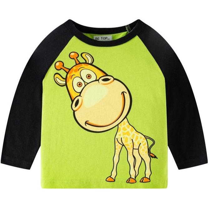 Spring and Autumn Round Neck 3D Cartoon Zebra Printed Top Fashionable Casual Long Sleeved Children's Boy T-shirts
