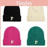Letter Warm P Knitted Hat Solid Color Windproof Winter Cap Gift Fashionable
