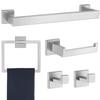 5pcs Stainless Steel Bathroom Hardware Set Robe Hook Towel Rail Bar Rack Shelf Hanger Tissue Toilet Roll Paper Holder Wall Decor