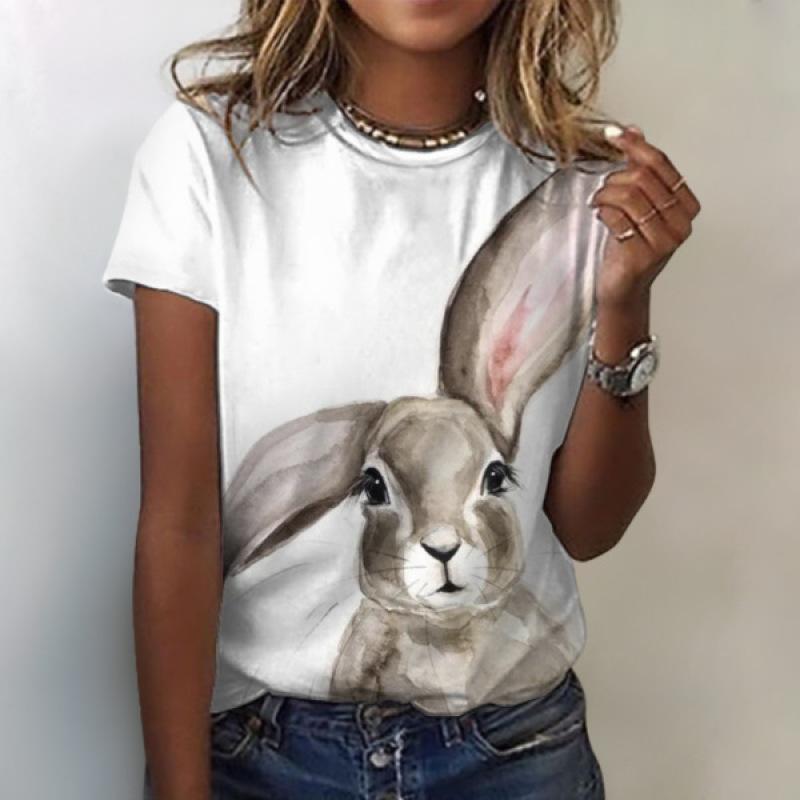 Женская футболка с 3D принтом кота и летним элементом — фото 16