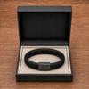 Men' Braided Leather Bracelet TITANIUM Gift Wrist Bracelet