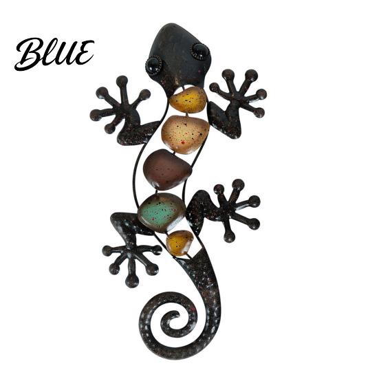 Tropical Home Accents Iron Art Lizard Decor Wall Metal Gecko Colorful Painted Exotic Garden Fence Decoration Outdoor Farmhouse Hanging