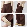 Vasarhely Straight Medium Elastic Solid Spring Women's Fleece-Lined Pants, Thick, Warm, Casual, Waist, Color, Leg-Lengthening, Slimming, Fall, Winter,