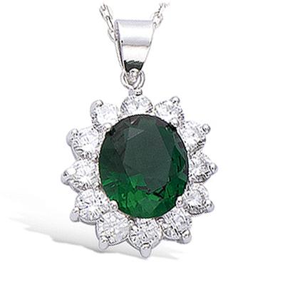 [R3758] - Silberanhänger 'Victorina' grün weiß silber (Rhodium) - 20x17mm