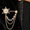 Elegant Women Pearl Snowflake Chain Tassels Brooch Gifts  Chain Pin Jewelry Accessories Exquisite Clothes Brooches
