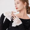 White Tull Elastic Short Fake Flared Sleeves Double Layer Ruffle Lace Detachable Cuffs Sweater Decorative Accessories