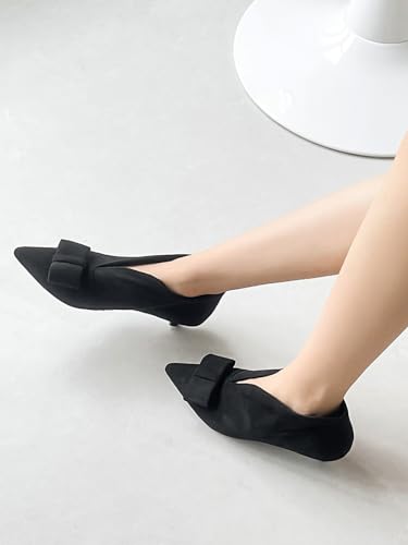 

Shoetopia Women S Blacksuede Ankle Boot Heels Pointed Toe With Bow Detail, Stylish & Comfortable Shoes Eu37 4 UK чёрный
