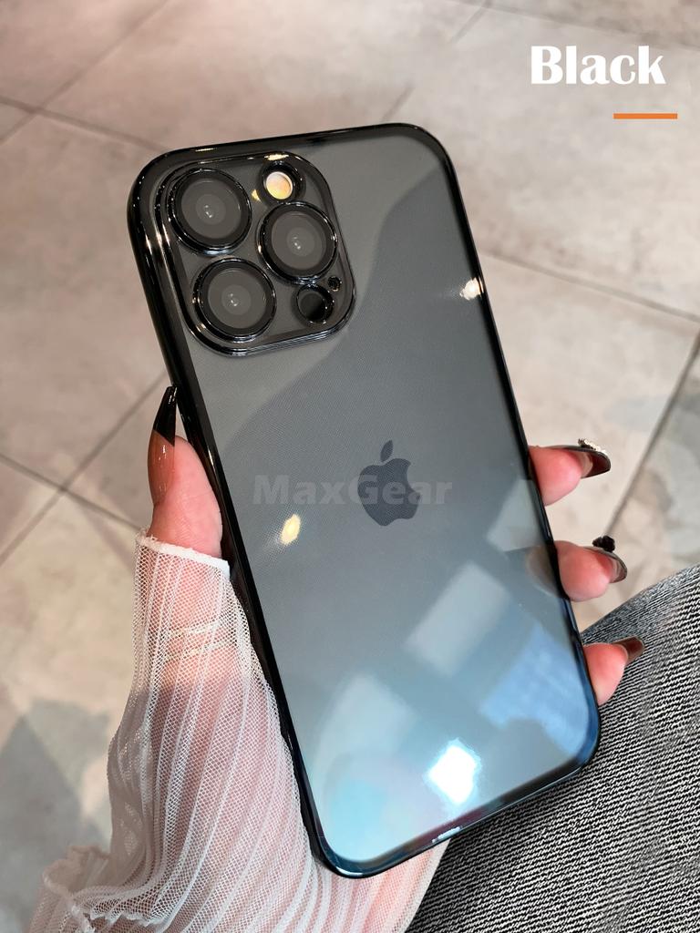 Luxury Plating Bumper Silicon Clear Case For iPhone 16 15 14 13 11 12 Pro Max Mini XR X XS Plus Purple Soft Shockproof Cover