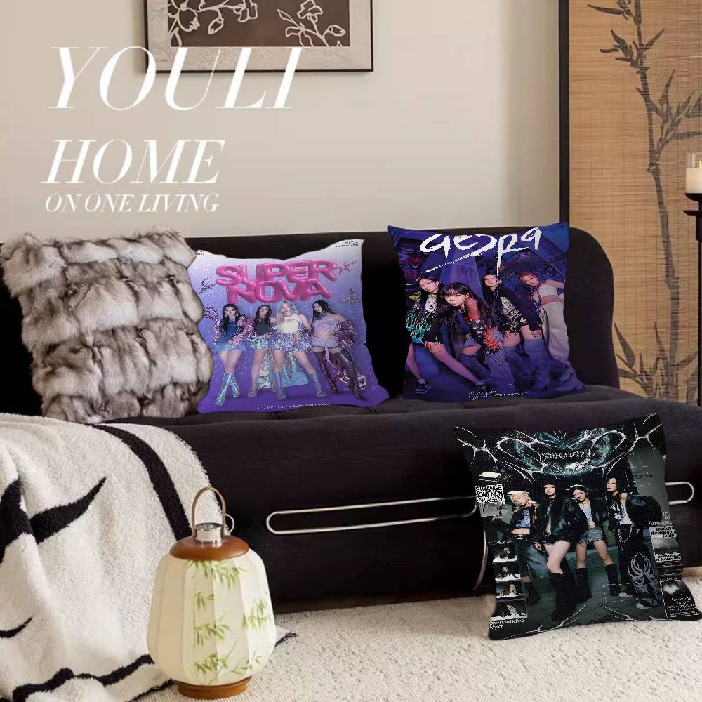 Kpop A-Aespa Pillow Cover Sofa Cushion Cover Home Room Decoration Children Gift