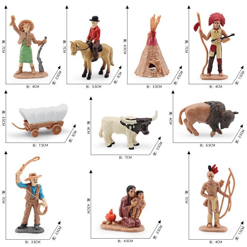 Simulation Scene Wild West Suit Character Model Chieftain Warrior Cowboy Indian Women Tent Toy