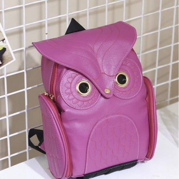 Sac à dos version coréenne PU hibou gaufré, nouveau sac à dos dessin animé animal pour femmes, sac tendance voyage pour femmes