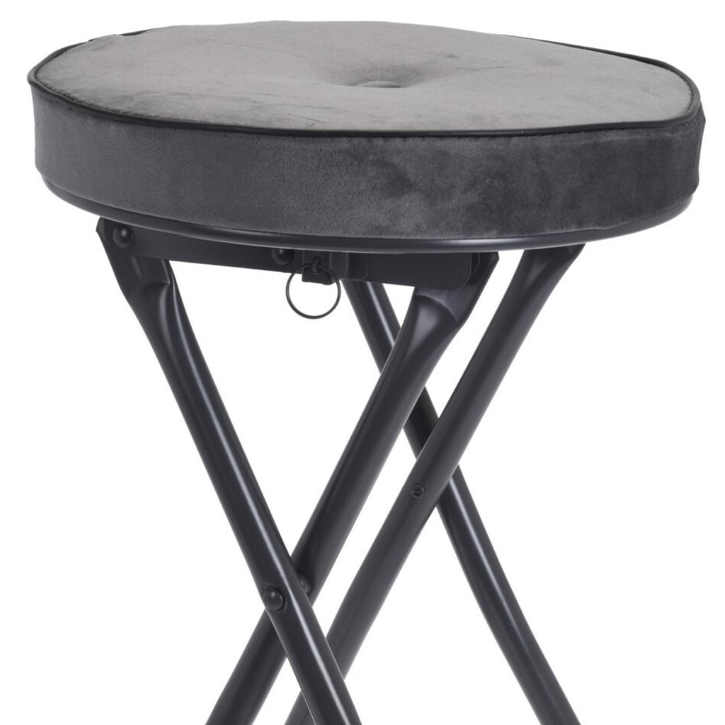 Foldable Stool Velveto With Soft Seat Grey
