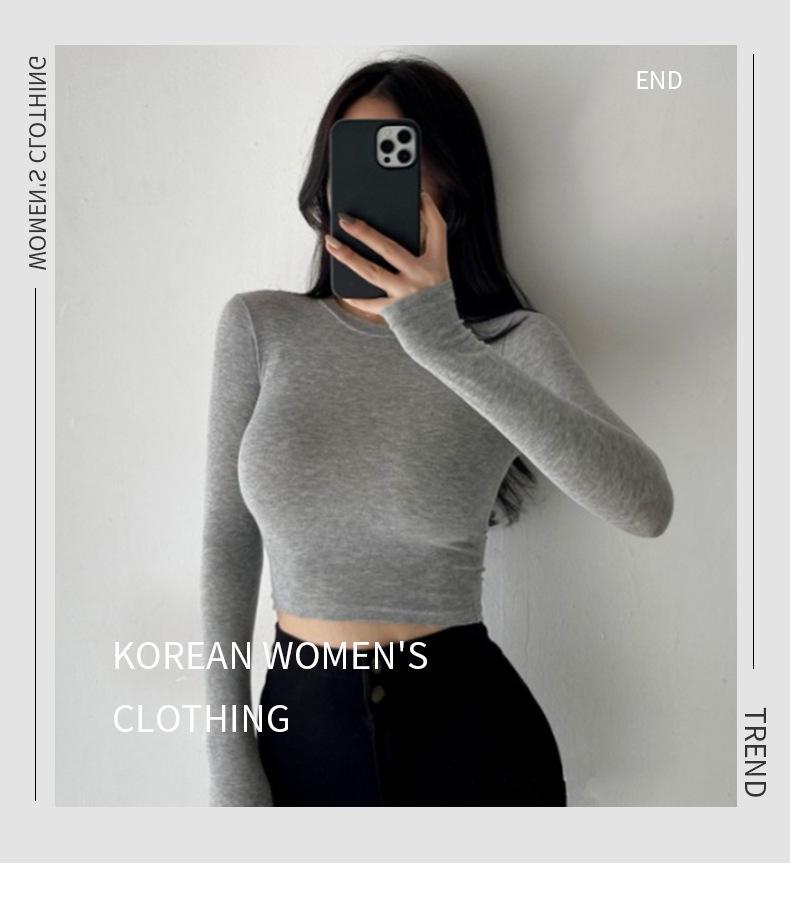 Korean Dongdaemun Trendy Tight Long Sleeve T-shirt: Sexy & Versatile with Big Bust and Waist Display