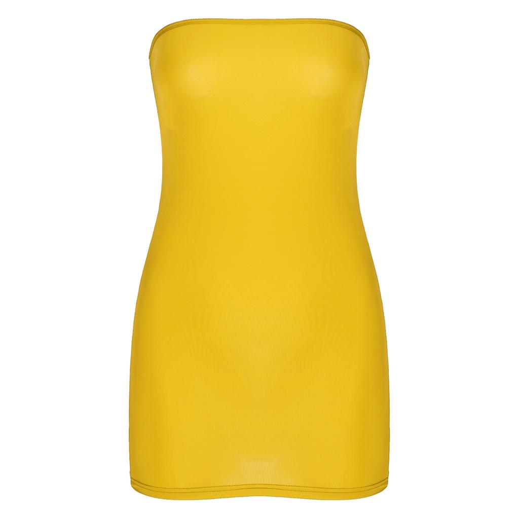 Womens Stretchy Strapless Pencil Dress Semi see through Mini Bikini Cover Ups