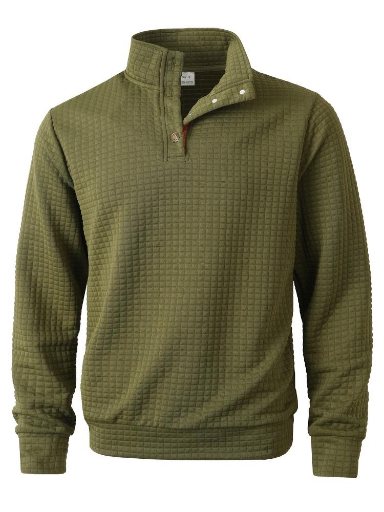 Spring Autumn Quartet Men's Standing Collar Single Breasted Casual Long Sleeve Sweatshirt Men Warmth Comfortable Fit Skin-friendly Breathable Tops