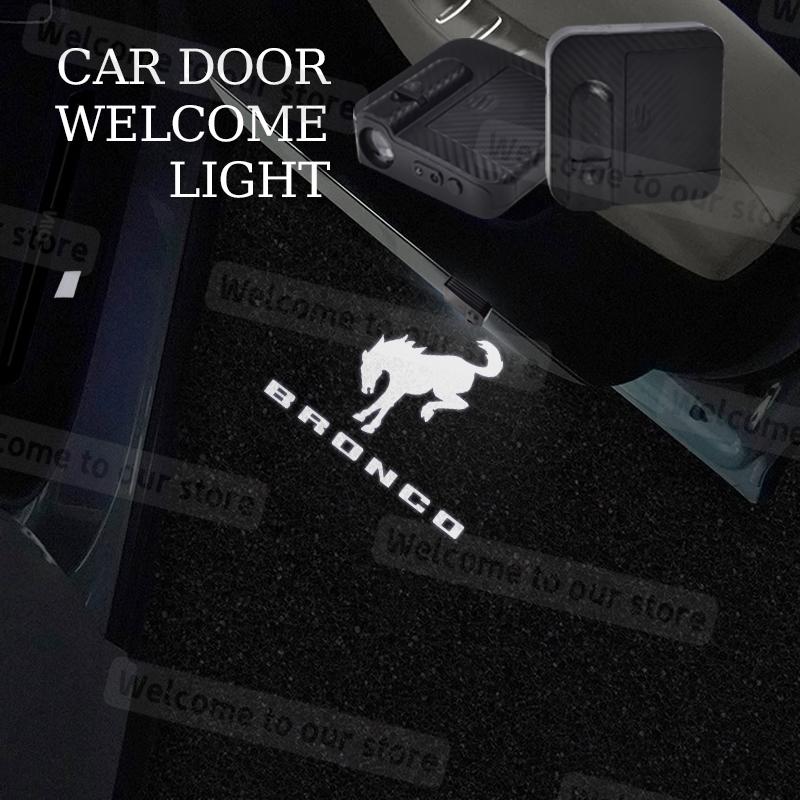 1/2Pcs For Bronco Roush Sport F-150 Raptor TRX Logo Car HJDS3 Door LED Lamps Projector HD Sensing Courtesy Welcome Light