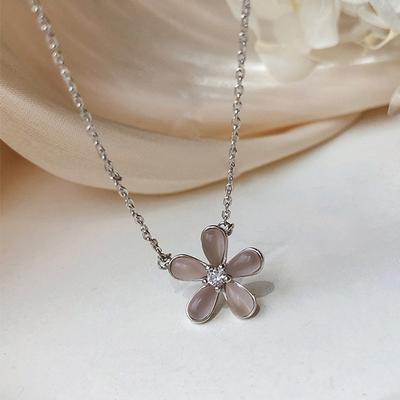 Opal Flower Necklace Women's Niche Design Sense Simple Collarbone Chain Jewelry