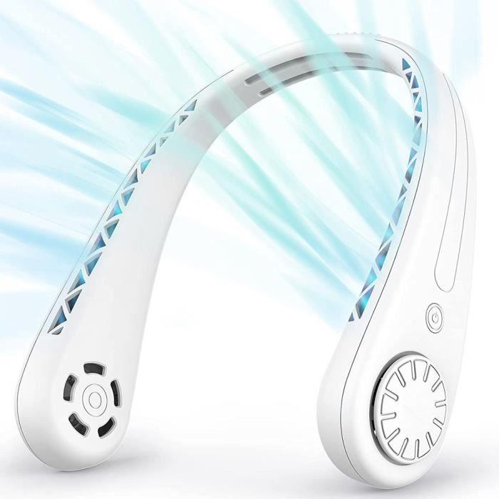 Mini Ventilateur Cou - PROSHOP - USB Portable Léger - 3 Vitesses - Blanc