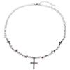 Cross Pendant Necklace Reflective Pearl Choker Chain Clavicle Chain Necklace