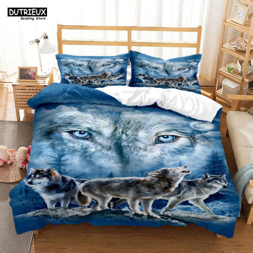 Comforter Wolf Digital Print Polyester Bedding Sets Child Boys Set For Teens Bedding Set Bed Comforter Set