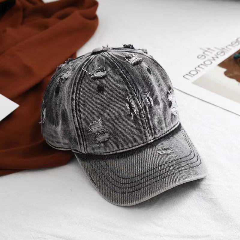 Women s Summer New Style Washed Hole Baseball Hat Trendy Custom Logo Baseball Hat чёрный
