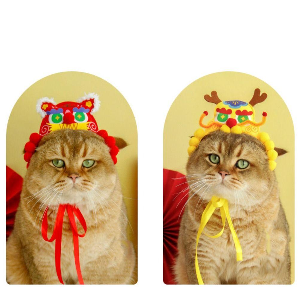 Cartoon Dog Spring Festival Decoration Cute Pet Clothing Cat New Year's Tiger Head Hat  Kitten
