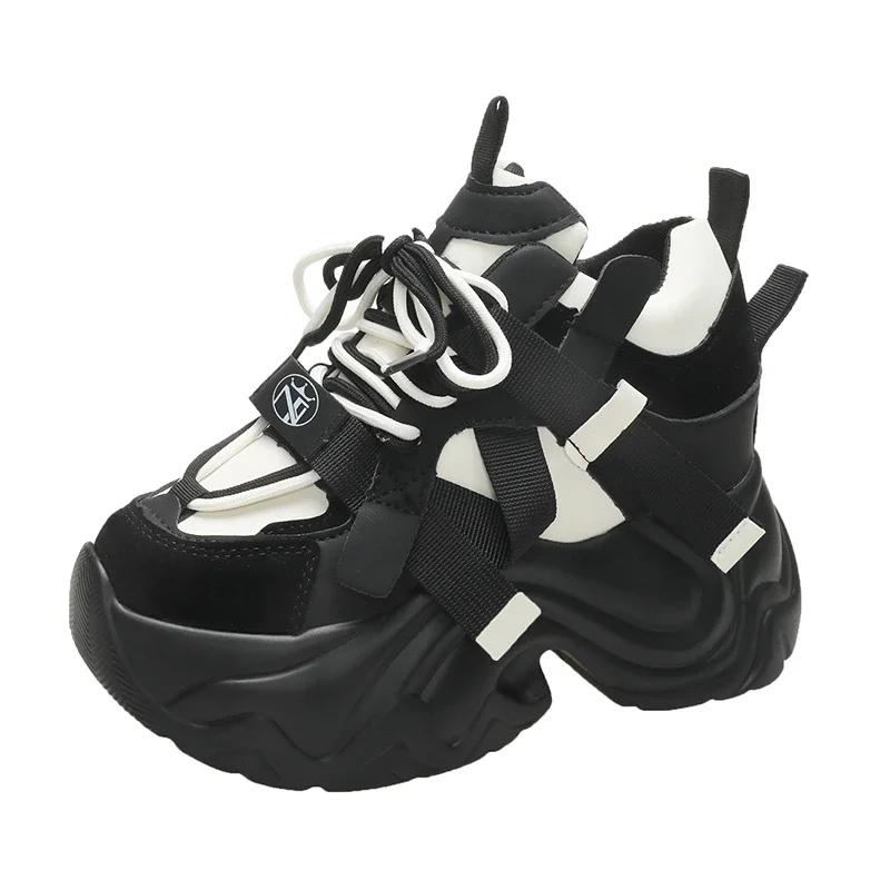 Fashion Women Chunky Sneakers New 2024 Autumn High Platform Dad Shoes Women Casual Trainer Sneakers Thick Sole Vulcanize Shoes 9.5CM