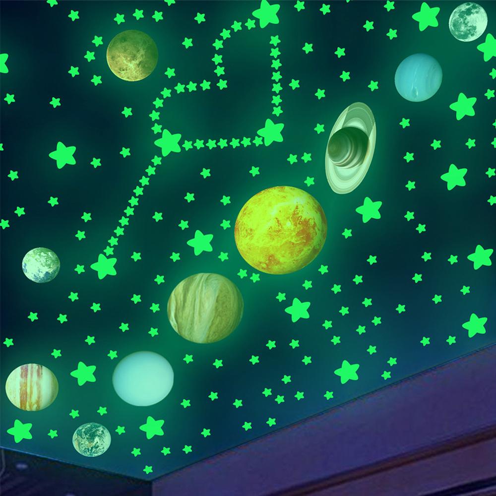 Luminous Stars Wall Stickers DIY PVC Glow In The Dark Planet Wall Decals Ceiling Stars Planets Stickers Home Decoration