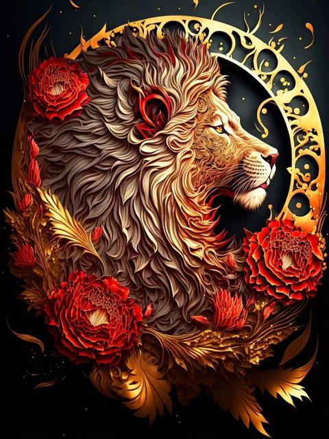 5D Diy Diamond Painting Gold Lion And Flowers Cross Stitch Animal Head Diamond Art Embroidery Mosaic Home Decoration Gifts