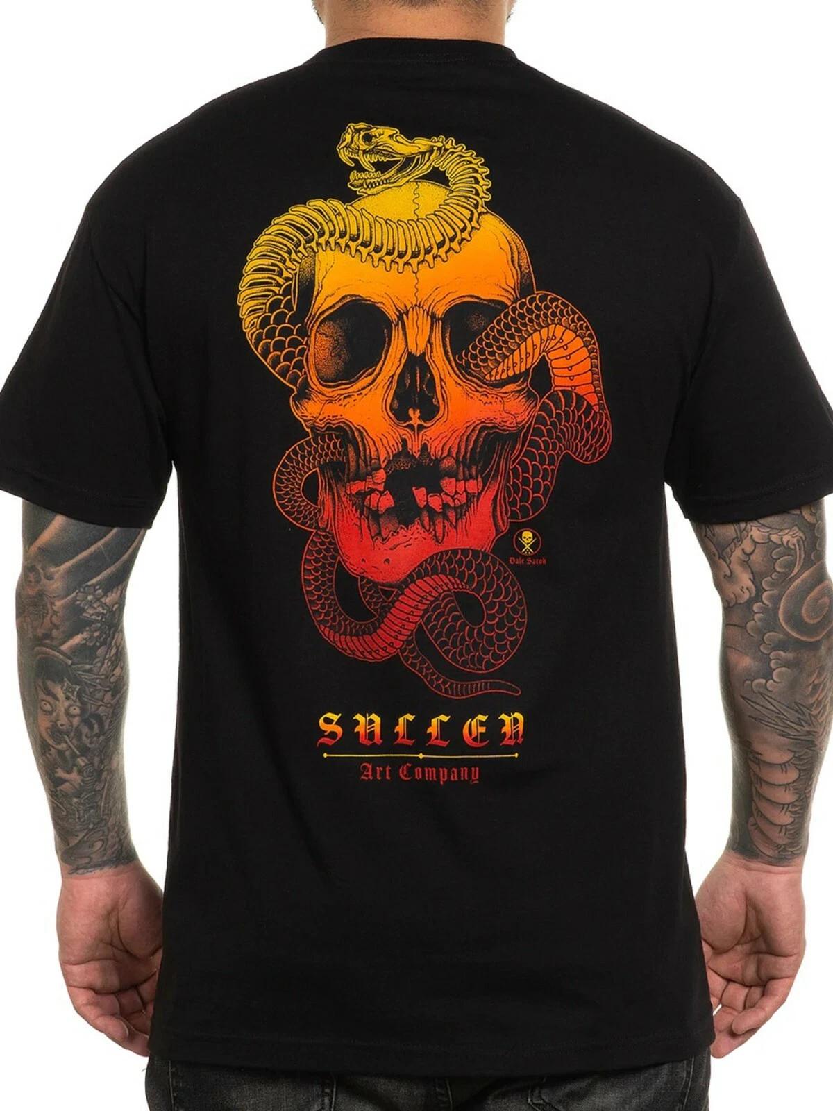 Sullen Men s Sarok Skull Short Sleeve T-shirt Skull and Snake Tattoo Style Tee M
