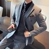 Men's Striped Double-Breasted Slim-Fit Business Casual Suit