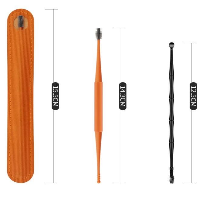 2 STÜCK Weicher Silikon Ohrenschmalzentferner Tragbarer Ohrenreiniger Edelstahl Ohrenschmalz 2 Köpfe Ohrlöffel Ohrenschmalz Kürette Entferner Ohrlöffel