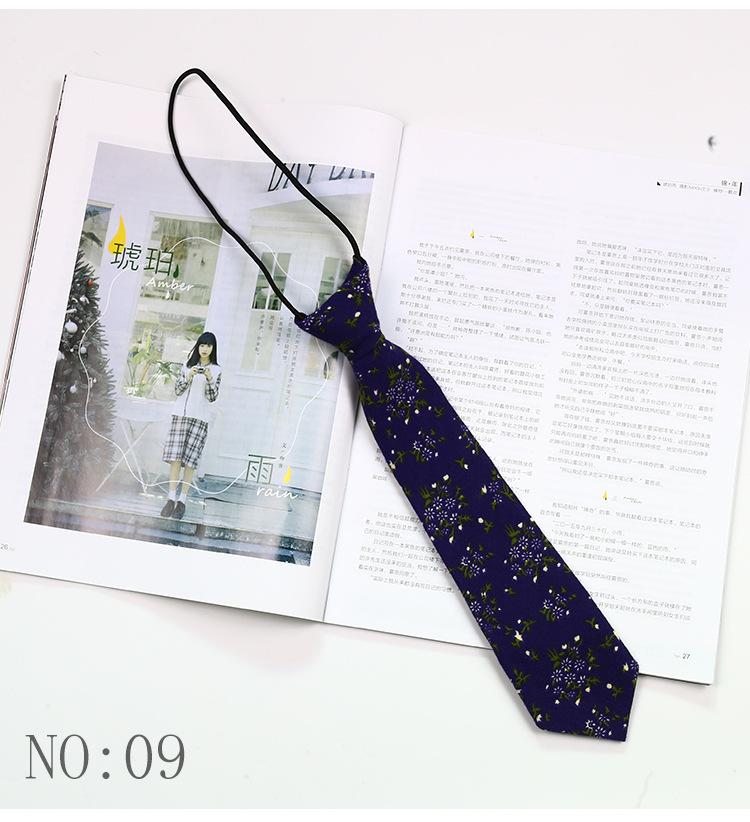 6CM Floral Lazy-tie Rubber Band Neckties For Women College Girls Shirt Uniform Neckwear Korean Style Narrow Knot Free Small Ties