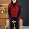 Gilet in Maglia da Donna Scollo a V Lavorazione a Treccia Colore Unito Gilet Cardigan Caldo Morbido Autunno Inverno