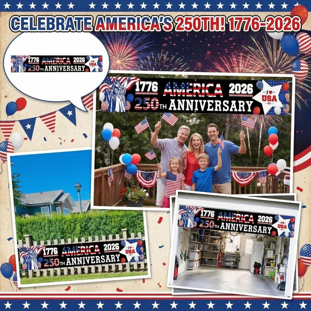 0th Anniversary Banner - Patriotic Independence Day Background Decoration, Suitable For Patios And Porches